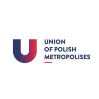 Violet-pink logo with text on the white background