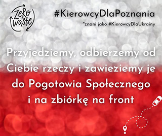 Na biało-czerwonym tle napisy informujące o akcji dla kierowców.
