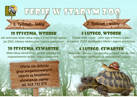 Baner wydarzenia: Na zielony tle, brązowe tabliczki i napisy. W prawym dolnym rogu zółów ze ślimakiem na pancerzu.