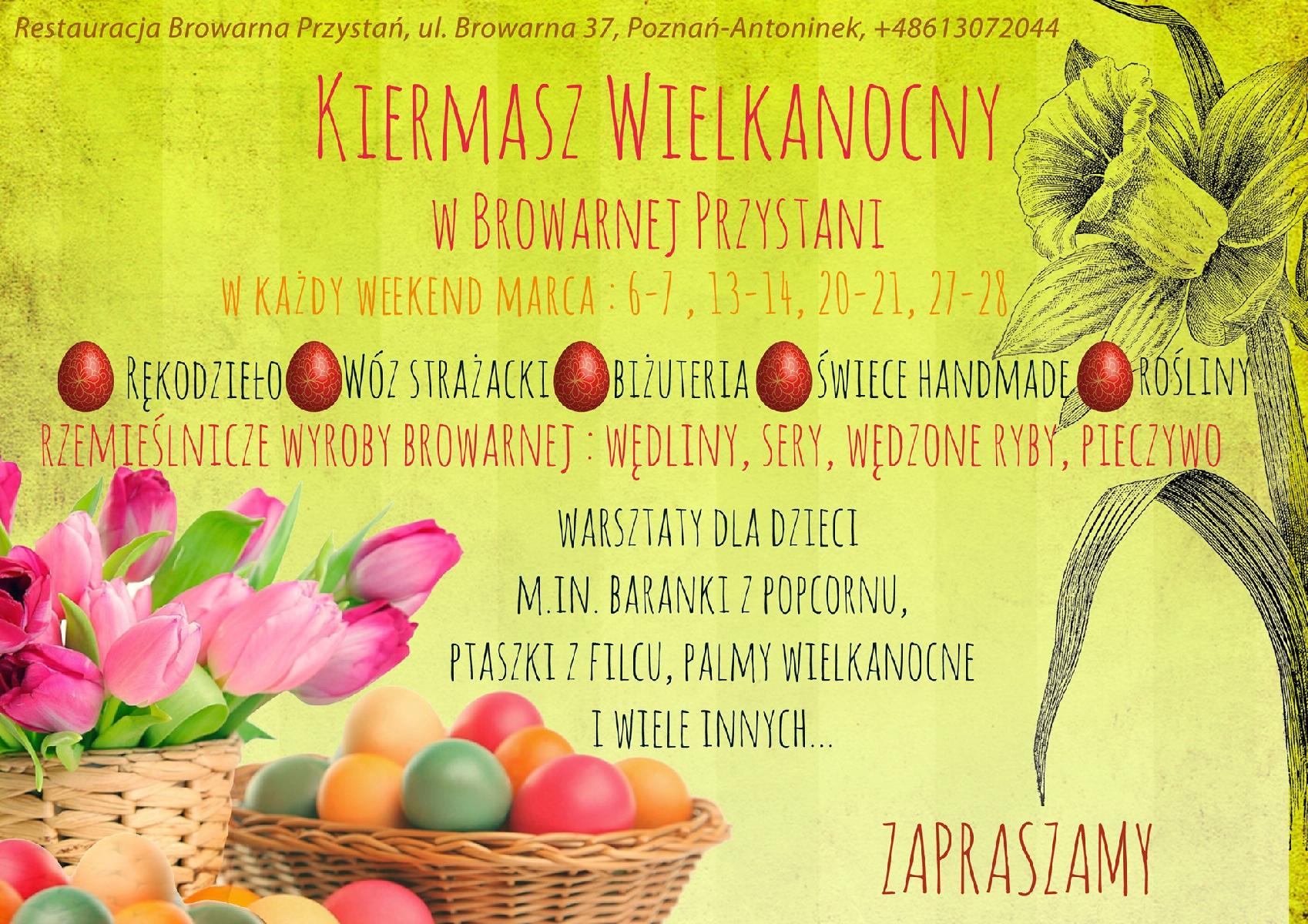 Kolorowy baner z informacjami o kiermaszu (zawartymi w opisie wydarzenia).