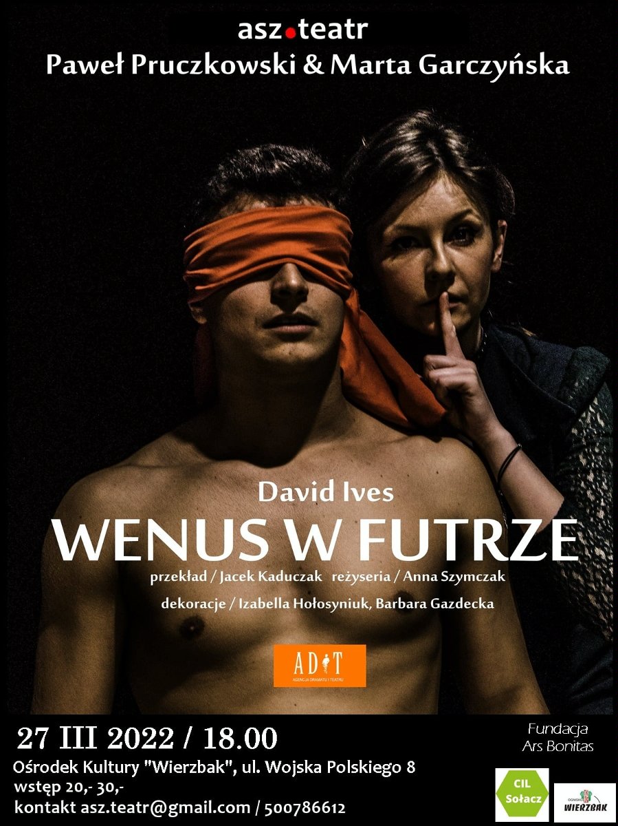 Plakat z informacjami o wydarzeniu i zdjęciami aktorów.
