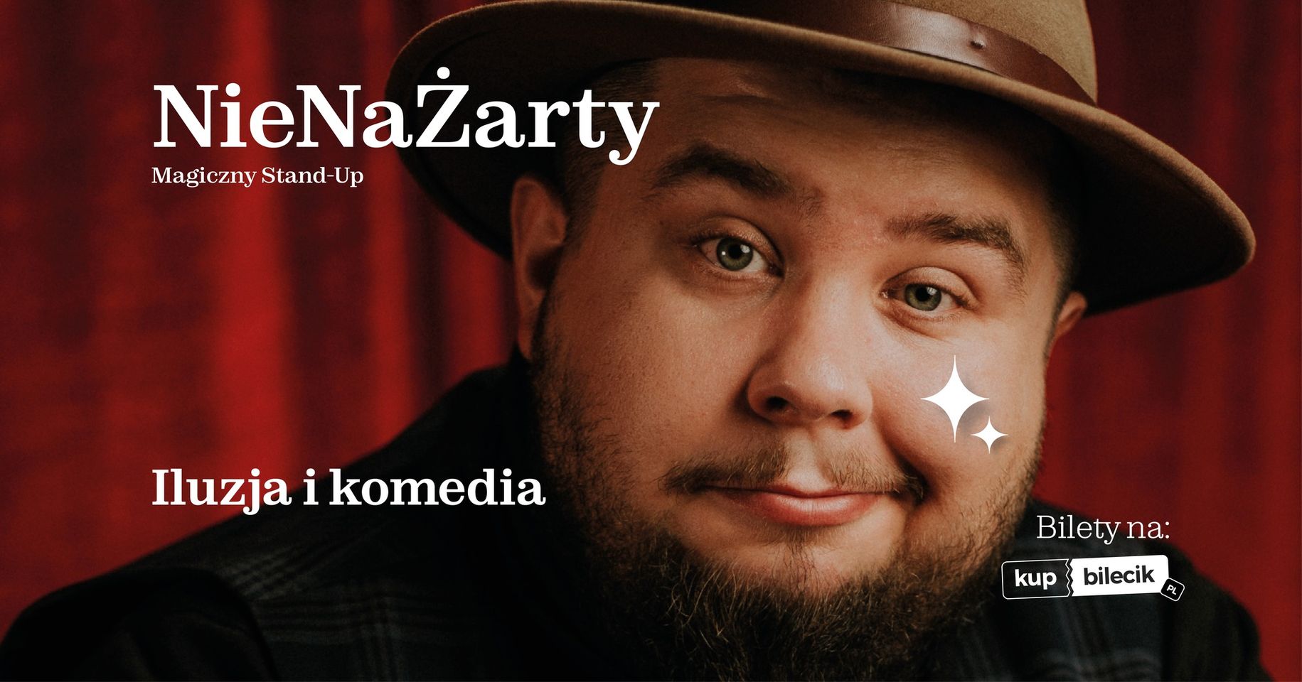 Baner promujący wydarzenie. Nazwa wydarzenia i zdjęcie artysty.