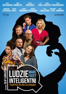 Zdjęcia aktorów występujących w spektaklu i nazwa wydarzenia.