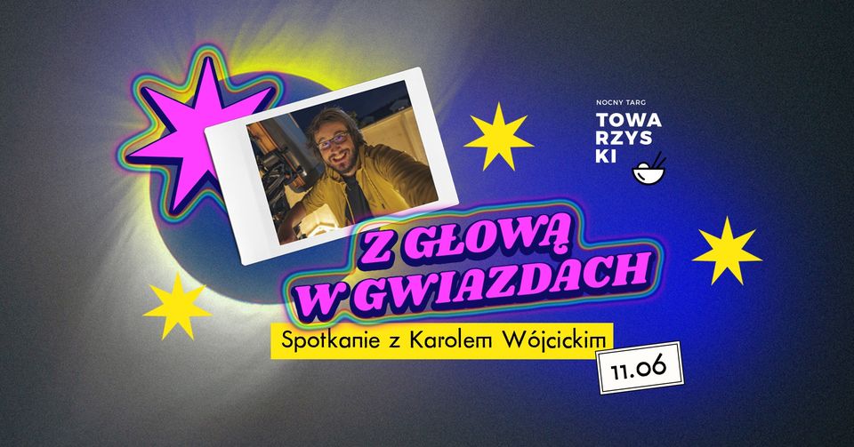 Baner promujący wydarzenie. Nazwa wydarzenia i zdjęcie artysty.