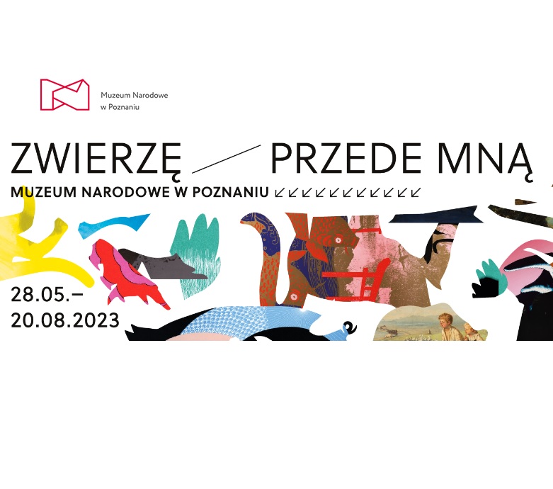 Baner promujący wydarzenie. Nazwa wydarzenia i data. Kolorowe wycinanki różnych zwierząt.