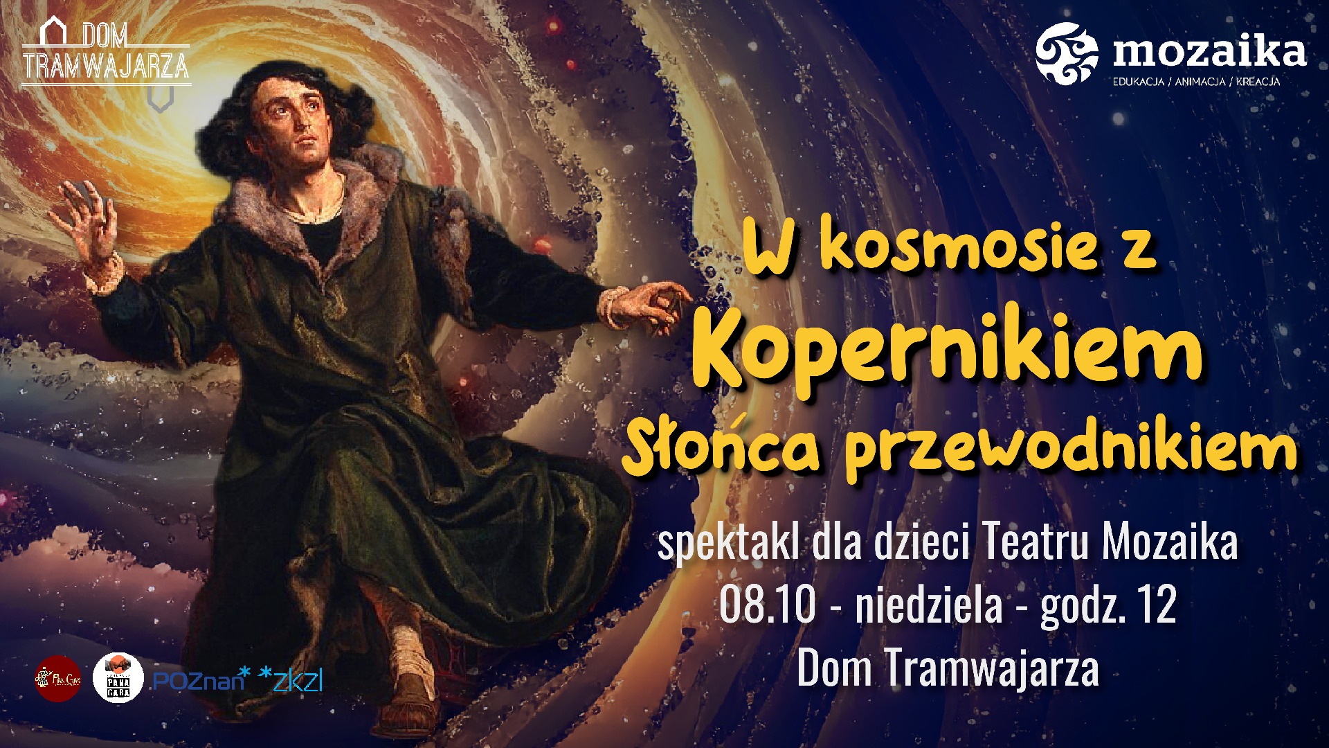 Baner promujący wydarzenie. Nazwa wydarzenia i data. Wizerunek kopernika.
