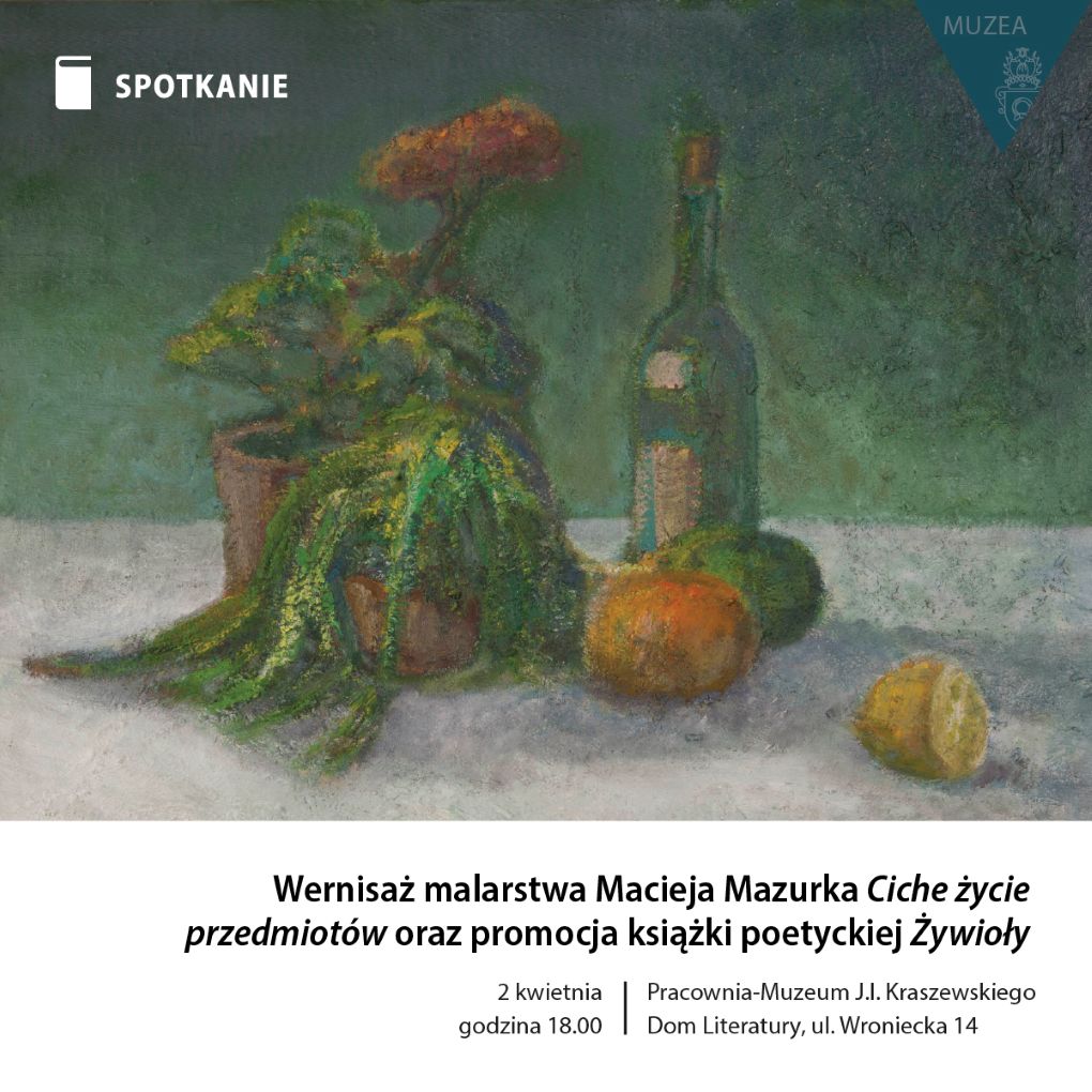 Obrazek do wydarzenia przedstawia martwą naturę utrzymaną w ciemnozielonych barwach.