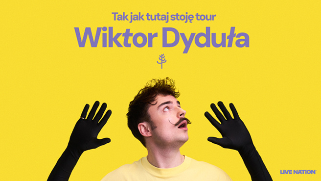 Baner promujący wydarzenie. Nazwa wydarzenia i zdjęcie artysty.