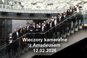 Baner promujący wydarzenie. Nazwa wydarzeania i zdjęcia osób artystycznych.