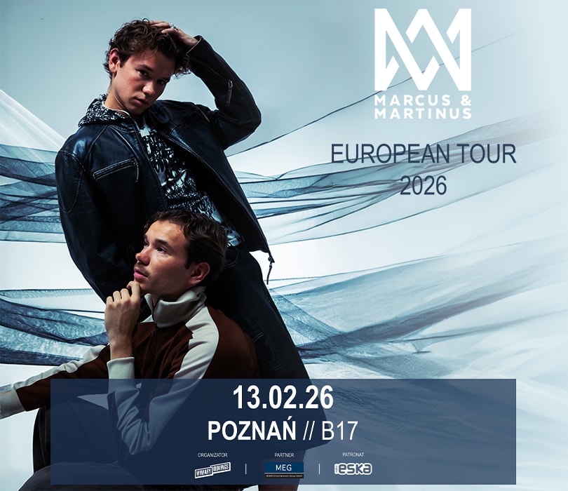 Baner promujący wydarzenie. Nazwa wydarzeania i zdjęcie osób artystycznych.