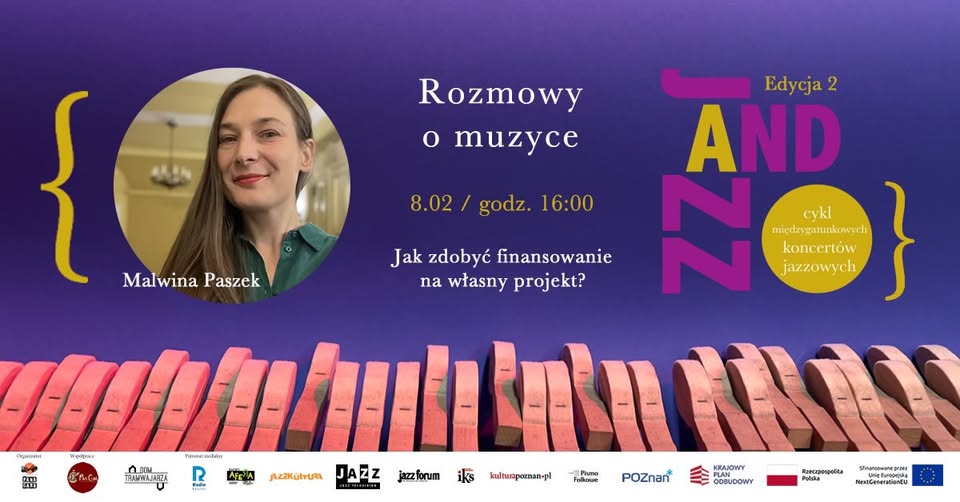 Baner promujący wydarzenie. Nazwa wydarzeania i zdjęcie osoby artystycznej.