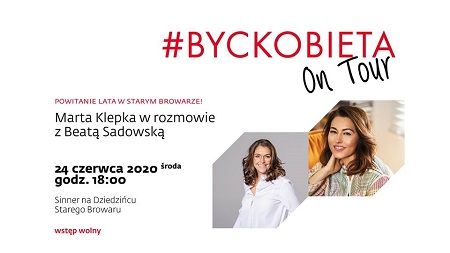 Palakt reklamujący, po prawej informacje, u góry czerowny hasztag i zdjęcia dwóch kobiet.