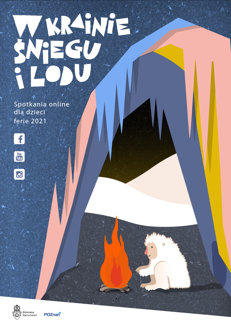 Na grafice na niebieskim tle napis w krainie śniegu i lodu.