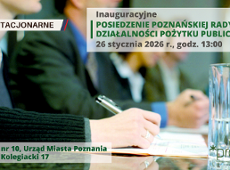 grafika informacyjna, na zdjęciu w tle, nieostre sylwetki osób siedzących przy stole, na przodzie informacje dotyczące terminu i miejsca posiedzenia, logotyp prdpp