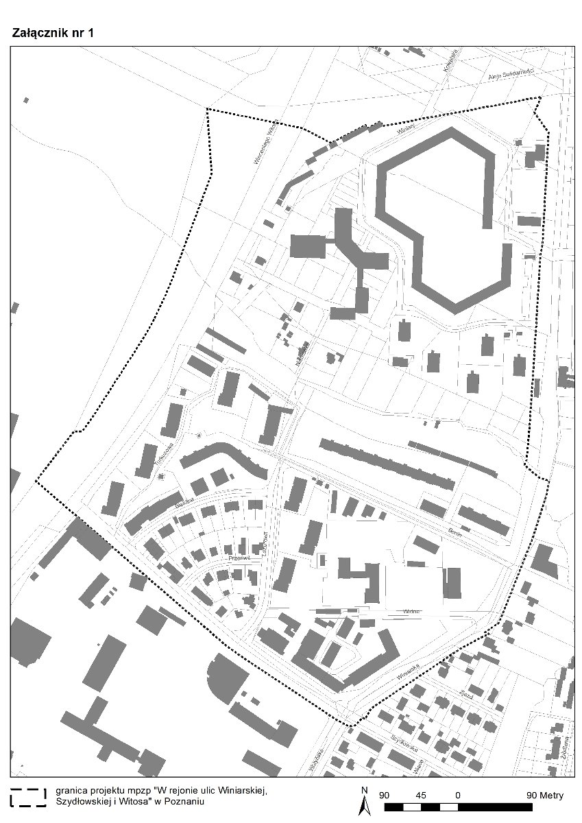 Grafika planu mpzp "W rejonie ulic Winiarskiej, Szydłowskiej i Witosa" w Poznaniu