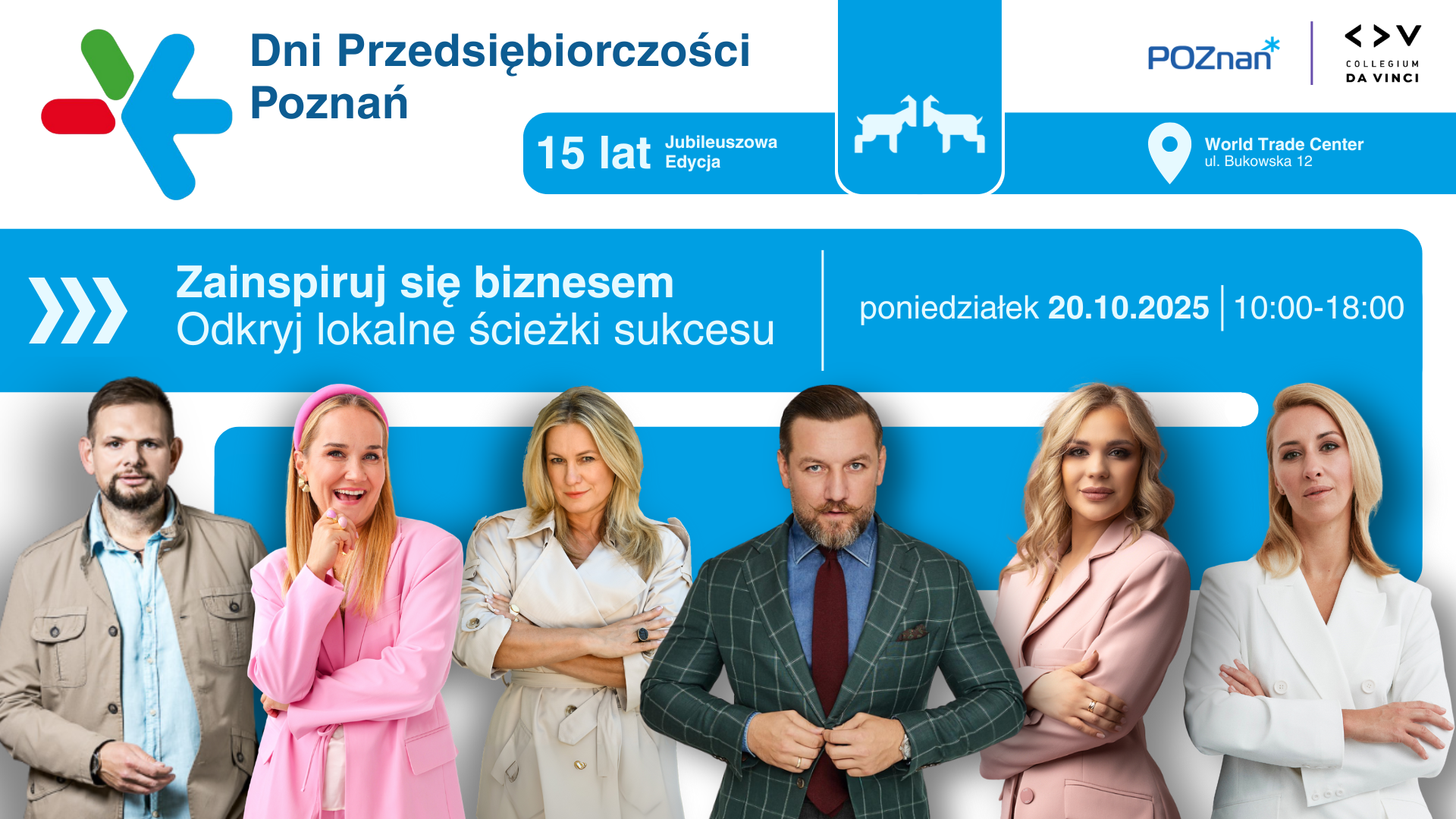 Grafika promocyjna Konferencji Biznesowej pt. Zainspiruj się biznesem: odkryj lokalne ścieżki sukcesu