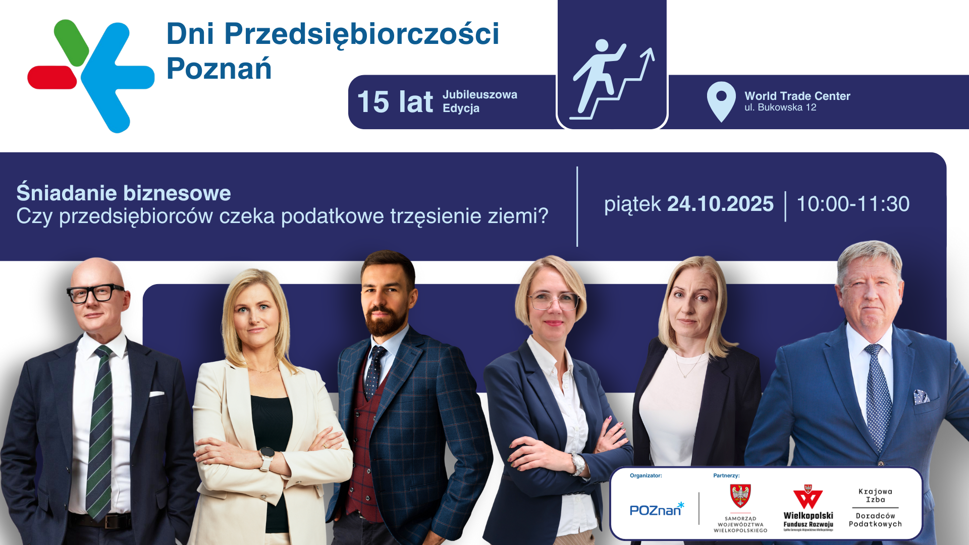 Grafika promocyjna Konferencji Biznesowej pt. Zarabiaj więcej: lepiej zarządzaj finansami i podatkami.