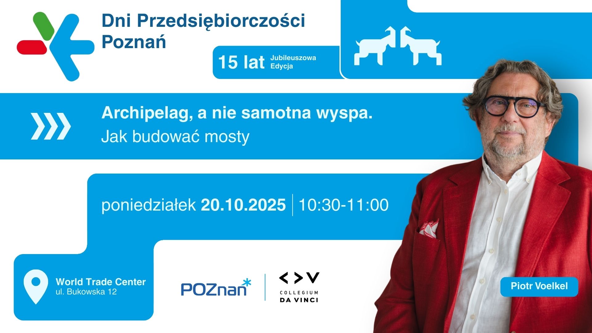 Grafika promocyjna prelekcji pt. Archipelag, a nie samotna wyspa. Jak budować mosty?