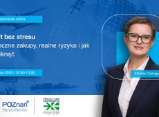 Grafika promocyjna szkolenia. Na zdjęciu prowadząca w czarnym garniturze