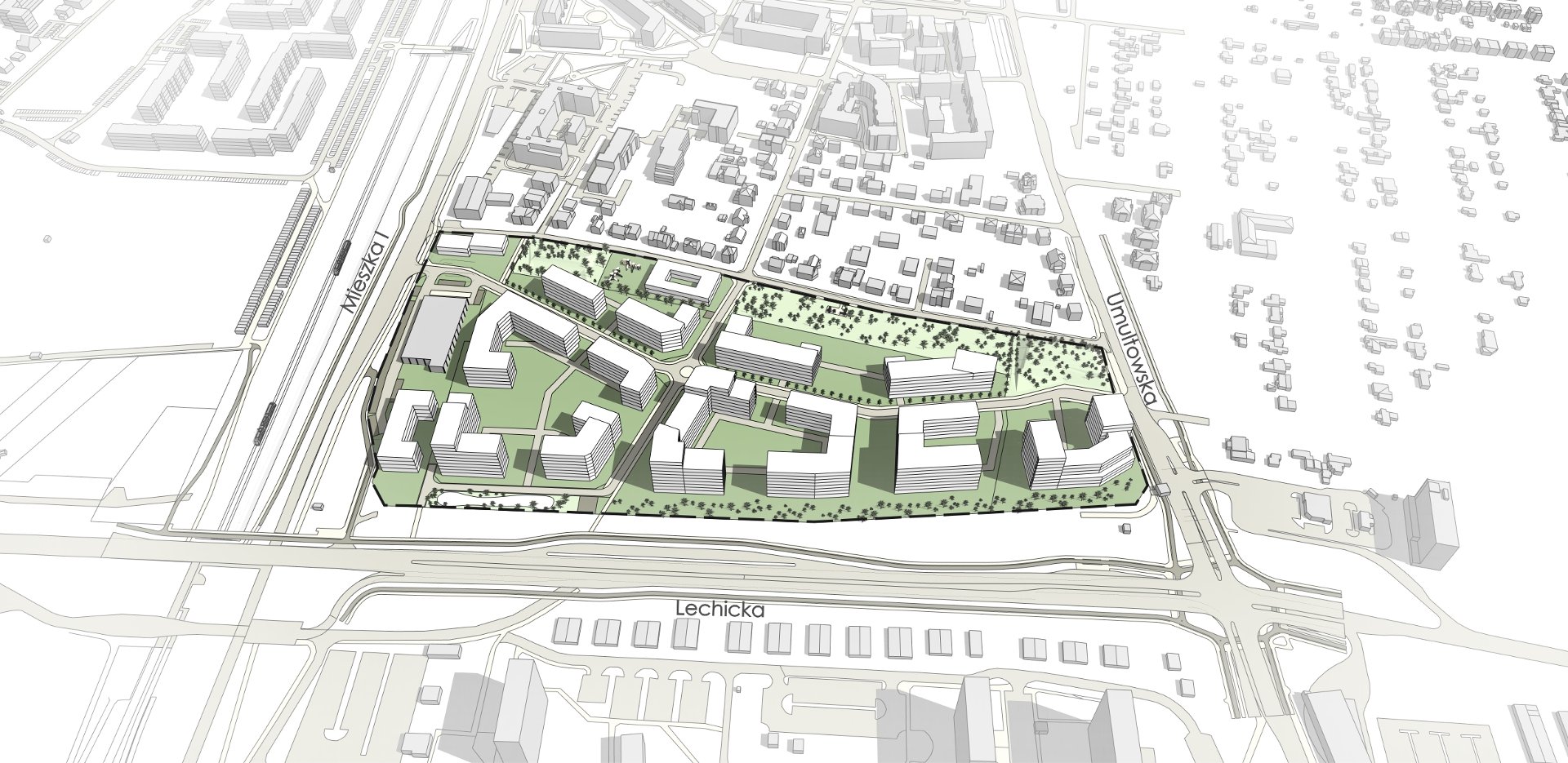 Grafika. Propozycja zagospodarowania terenu wg projektu mpzp.