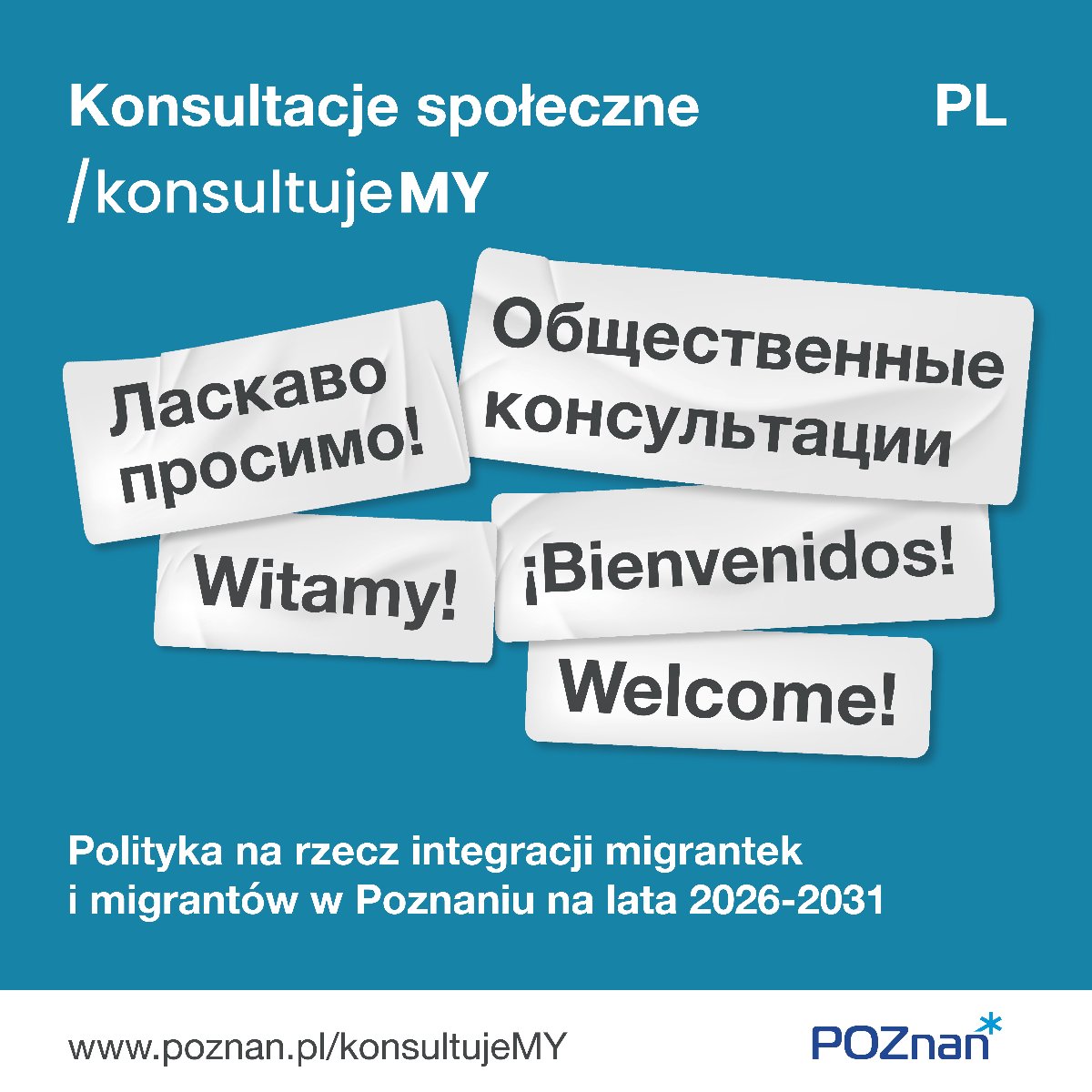 Grafika - Słowo "Witamy" przetłumaczone na j. ukraiński, rosyjski, angielski i hiszpański