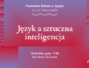 Grafika z napisem: Język a sztuczna inteligencja