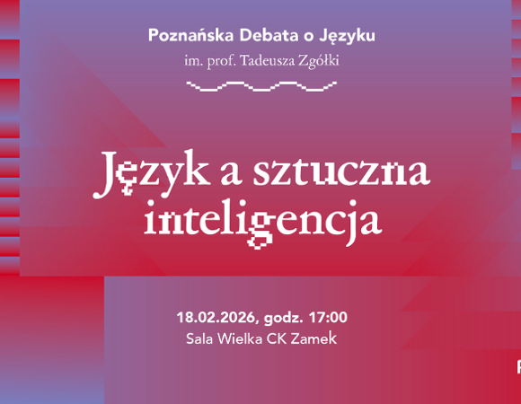 Grafika z napisem: Język a sztuczna inteligencja