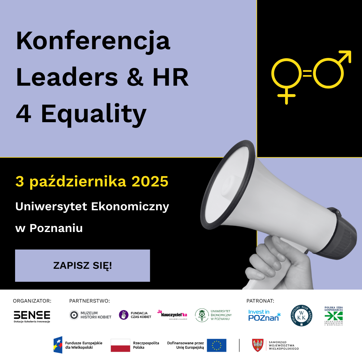 grafika z zaproszeniem do zapisów. konferencja odbywa się 3 października 2025 na Uniwersytecie Ekonomicznym w Poznaniu