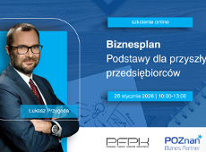 Grafika zapraszająca na szkolenie "Biznesplan - podstawy dla przyszłych przedsiębiorców"