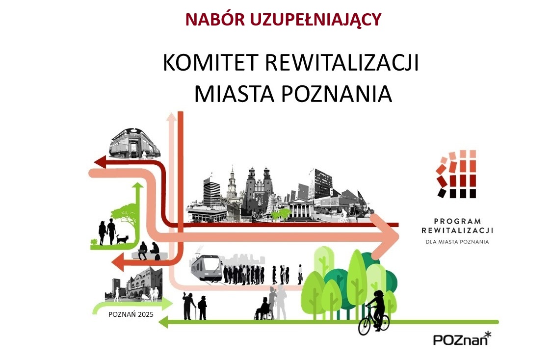 Ilustracja informująca o naborze uzupełniającym kandydatów na członków Komitetu Rewitalizacji Miasta Poznania