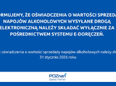 Informacja w sprawie oświadczeń o wartości sprzedaży napojów alkoholowych. Oświadczenia wysyłane drogą elektroniczną składać należy za pomocą e-doręczeń.