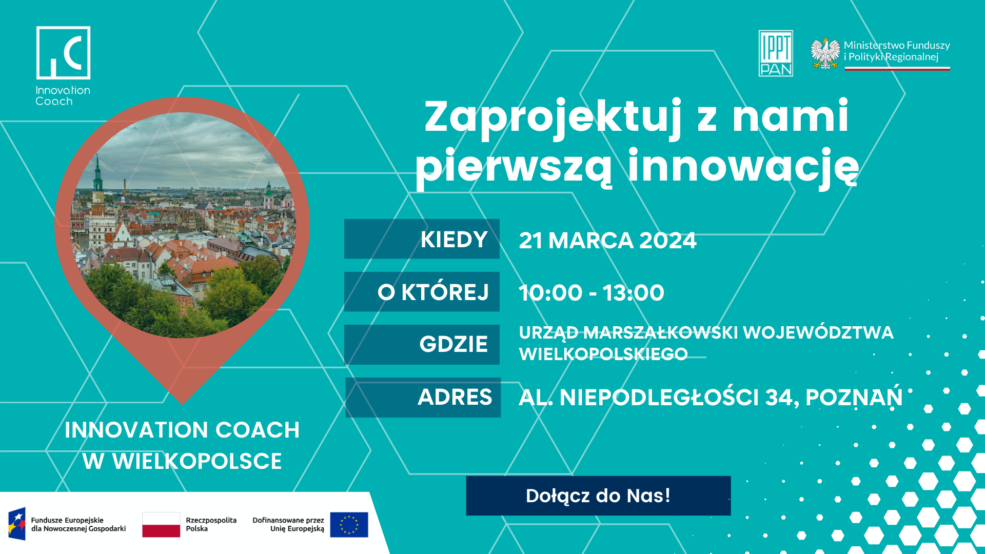 Grafika promocyjna wydarzenia "Innovation Coach w Poznaniu/"