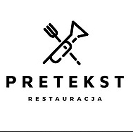 Logo Pretekstu: trąbka skrzyżowana z widelcem.