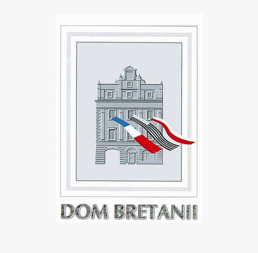Na szarym tle logo Domu Bretanii.