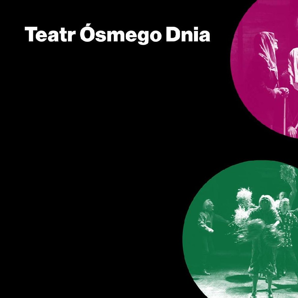 Na czarnym tle zdjęcie z teatru i jego nazwa.