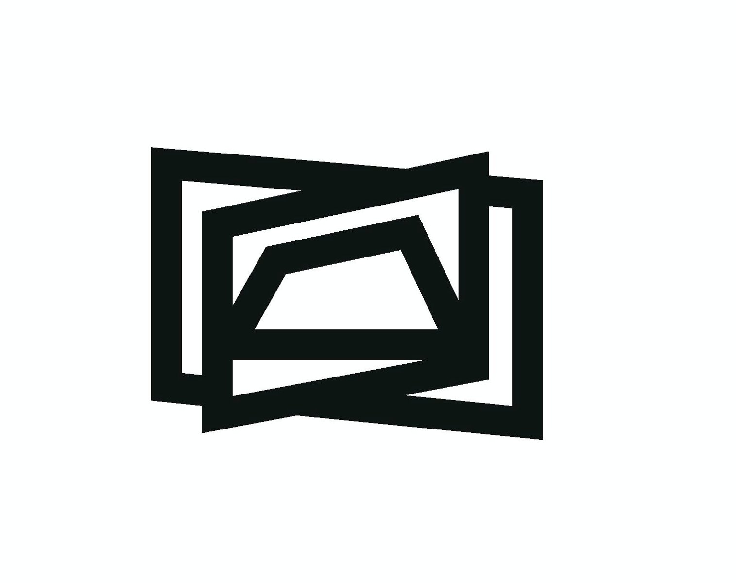 Czarno-biała grafika: trzy figury geometryczne nakładające się na siebie.