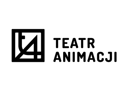 CZarno-białe logo Teatru Animacji: czarny napis "Teatr Animacji" na białym tle.
