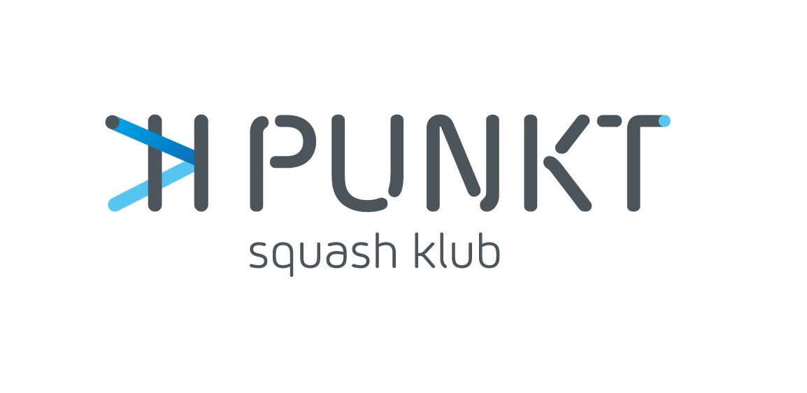 Logotyp 11 punkt Squash Klub - czarno-niebieska nazwa klubu