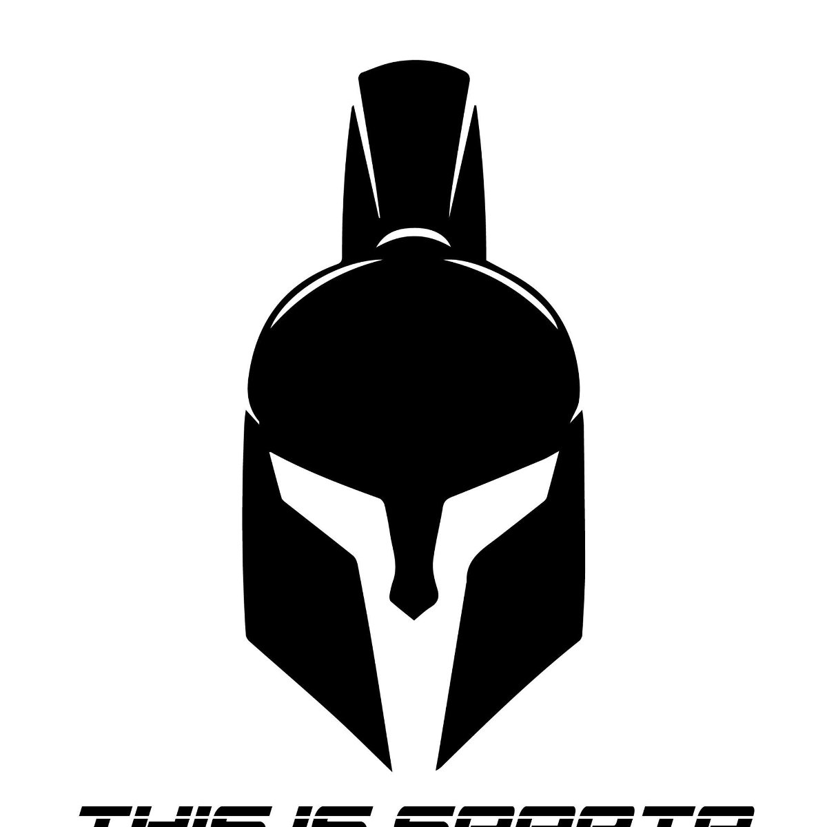 Logotyp EF Racing Team - czarny hełm żołnierza greckiego z napisem pod spodem This is Sparta