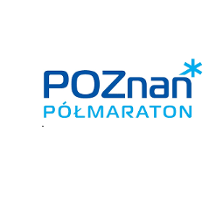 Logotyp Poznań Półmaratonu - niebiesko-granatowa nazwa imprezy