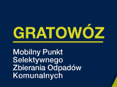 Obraz przedstawia napis "gratowóz" na granatowym tle oraz fragment zdjęcia jaskrawozielonego samochodu dostawczego