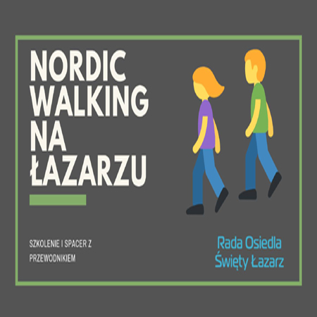 Plakat - dwie osoby spacerujące, biały napis na szarym tle