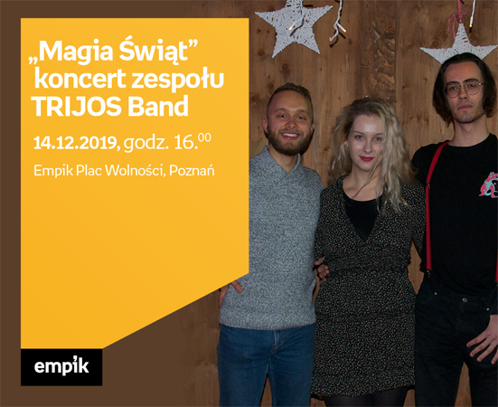 Plakat wydarzenia: Członkowie zespołu stoja obok siebie. Kobieta w środku.