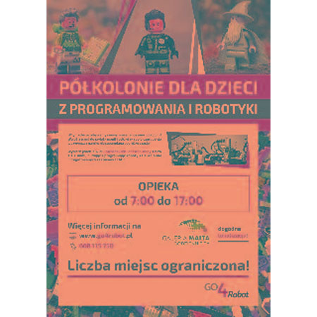 Plakat wydarzenia: figurki lego i opis.