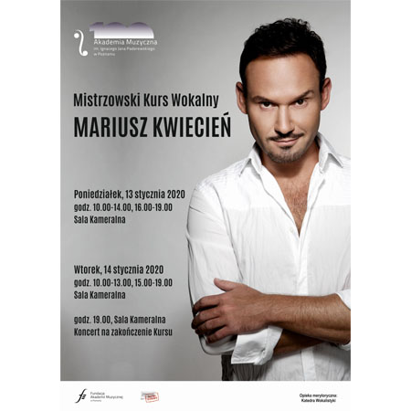 Mariusz Kwiecień, po lewej stronie napisy.