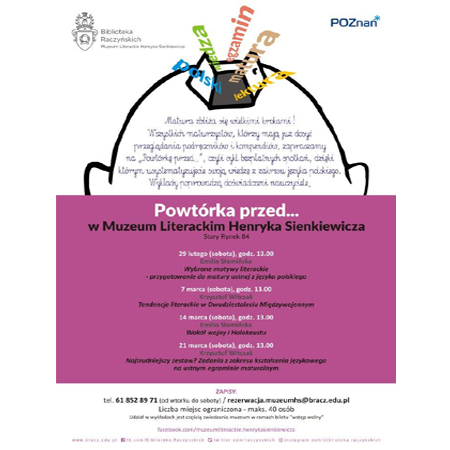 Plakat wydarzenia z informacjami o spotkaniach