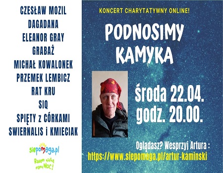 Plakat ze zdjęciem Grabaża, jednego z artystów