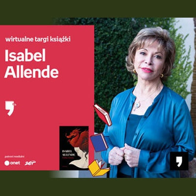 Plakat wydarzenia ze zdjęciem pisarki.