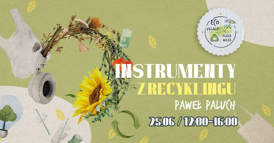 Słuchawki nuszne ozdobione kwiatami na zielonym tle.