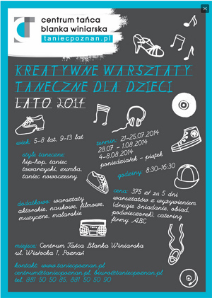 Plakat półkolonii letnich z tańcem